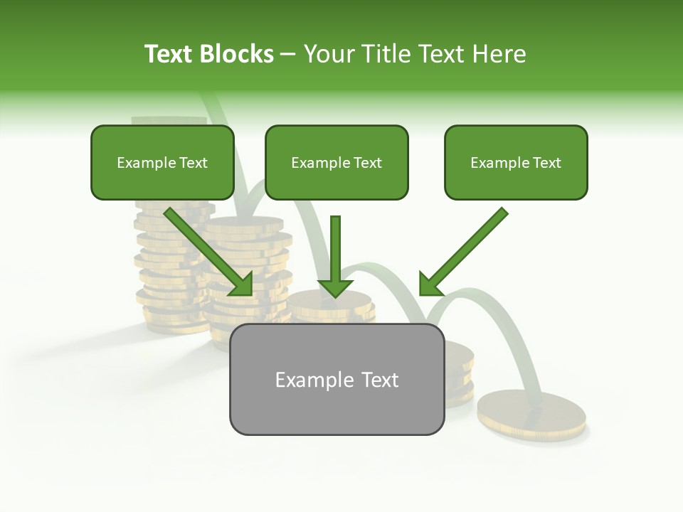 A Stack Of Gold Coins With A Green Arrow Going Up PowerPoint Template