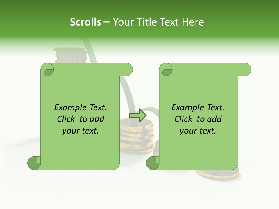 A Stack Of Gold Coins With A Green Arrow Going Up PowerPoint Template