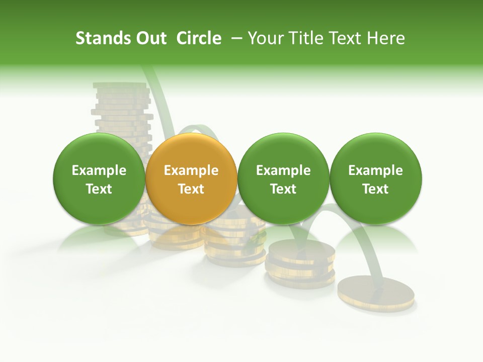 A Stack Of Gold Coins With A Green Arrow Going Up PowerPoint Template