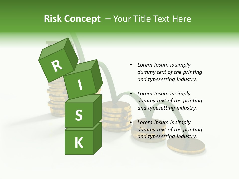 A Stack Of Gold Coins With A Green Arrow Going Up PowerPoint Template