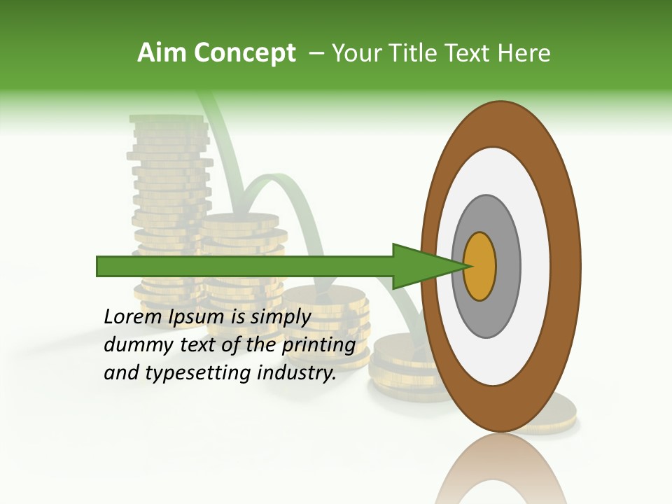 A Stack Of Gold Coins With A Green Arrow Going Up PowerPoint Template