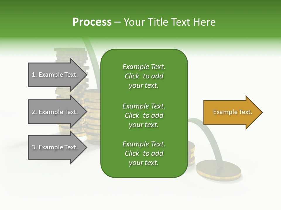 A Stack Of Gold Coins With A Green Arrow Going Up PowerPoint Template
