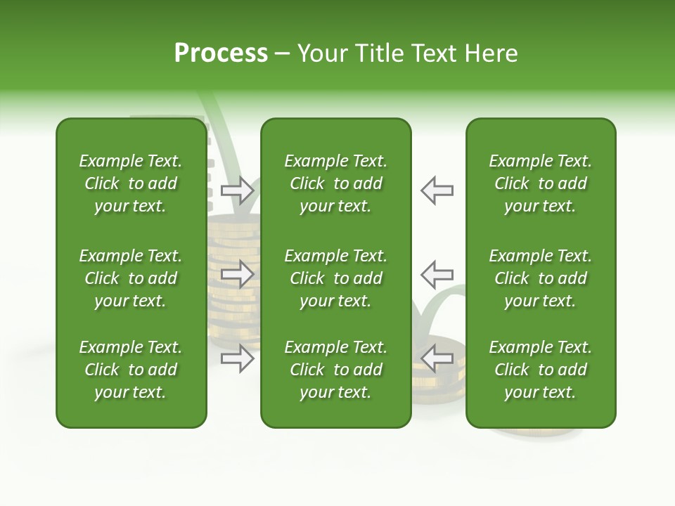 A Stack Of Gold Coins With A Green Arrow Going Up PowerPoint Template