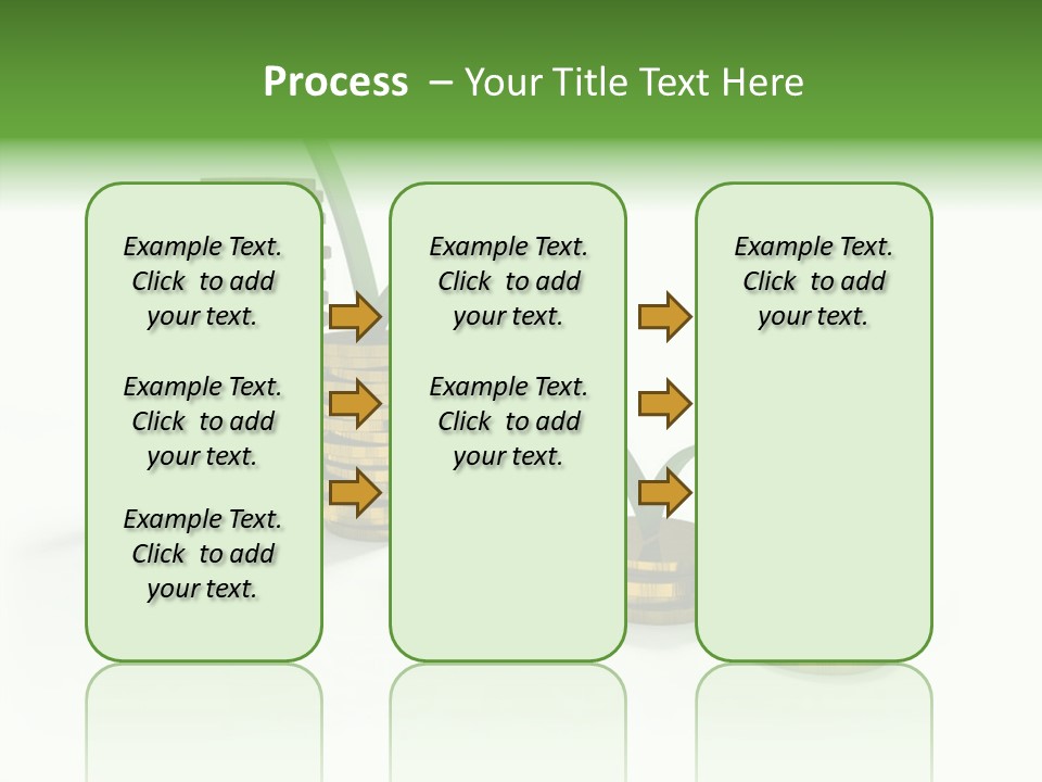 A Stack Of Gold Coins With A Green Arrow Going Up PowerPoint Template