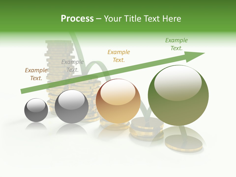 A Stack Of Gold Coins With A Green Arrow Going Up PowerPoint Template