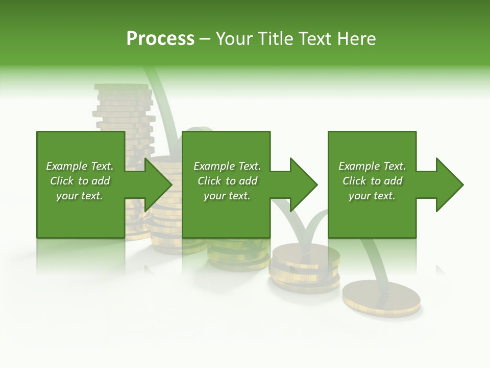 A Stack Of Gold Coins With A Green Arrow Going Up PowerPoint Template