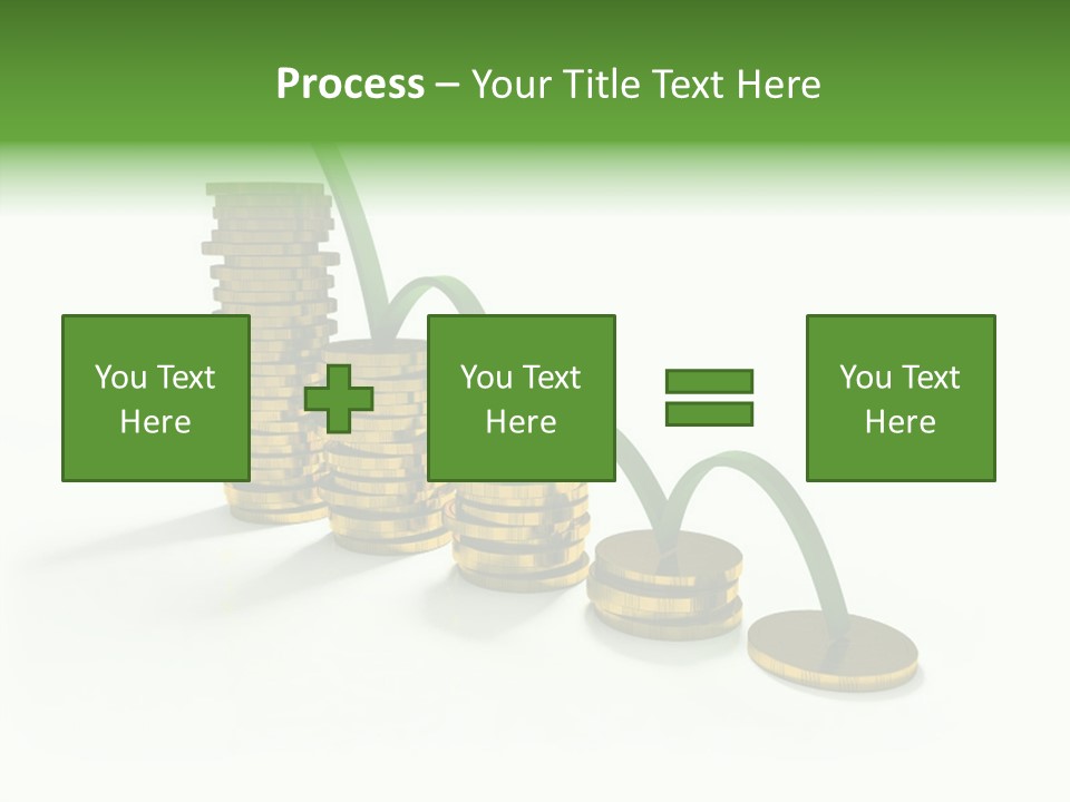 A Stack Of Gold Coins With A Green Arrow Going Up PowerPoint Template
