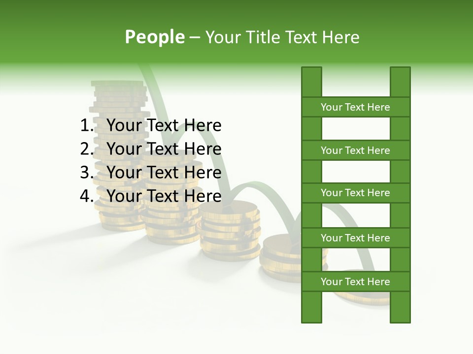 A Stack Of Gold Coins With A Green Arrow Going Up PowerPoint Template