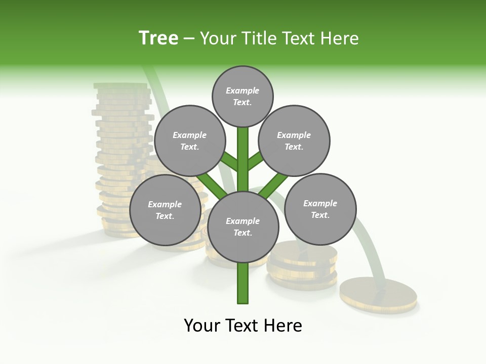 A Stack Of Gold Coins With A Green Arrow Going Up PowerPoint Template