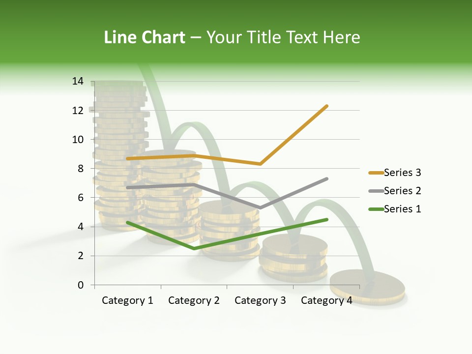 A Stack Of Gold Coins With A Green Arrow Going Up PowerPoint Template