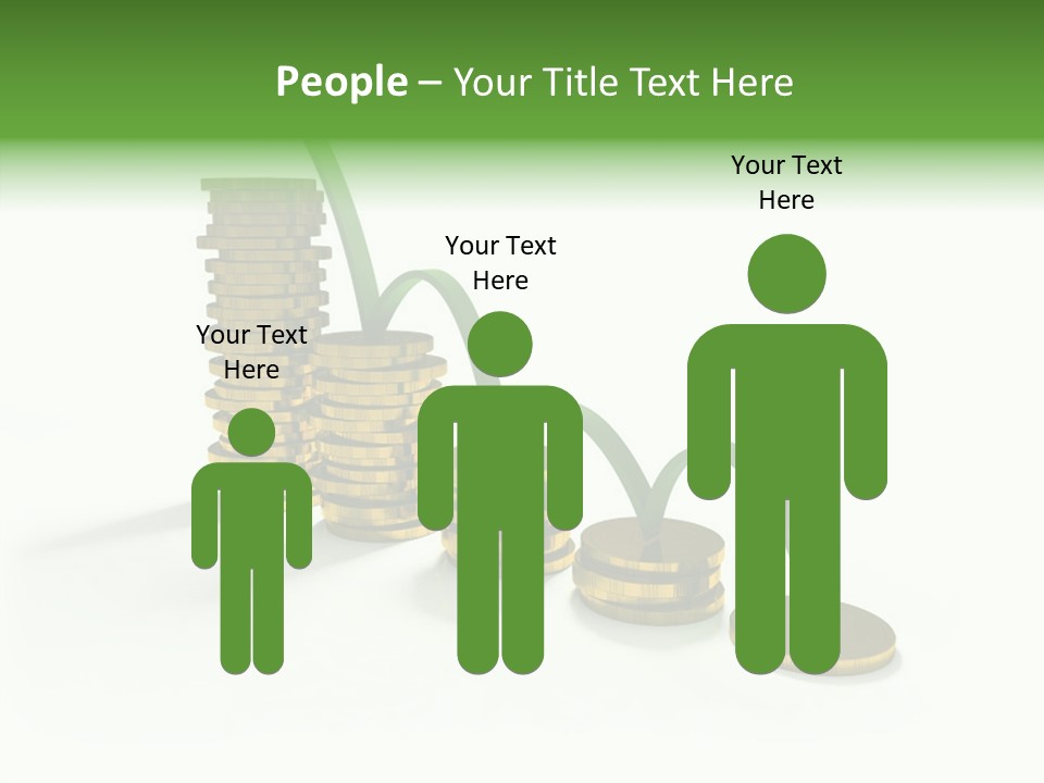 A Stack Of Gold Coins With A Green Arrow Going Up PowerPoint Template