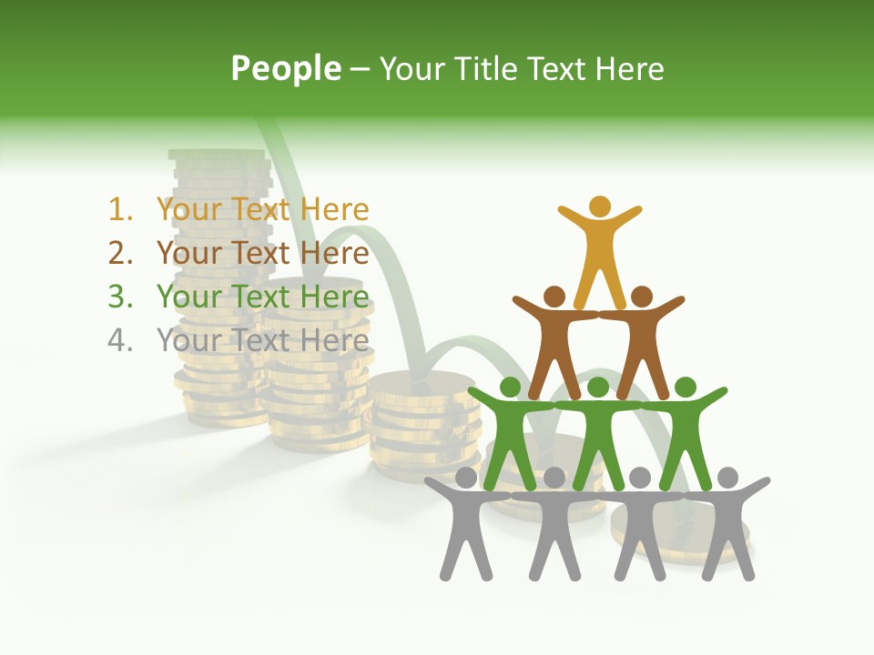 A Stack Of Gold Coins With A Green Arrow Going Up PowerPoint Template