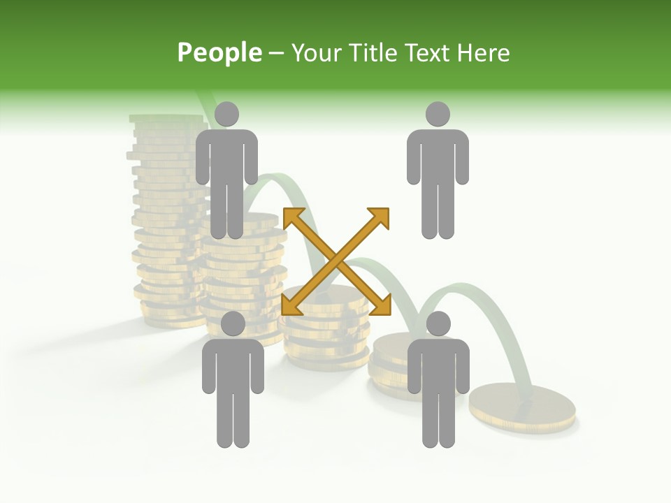 A Stack Of Gold Coins With A Green Arrow Going Up PowerPoint Template