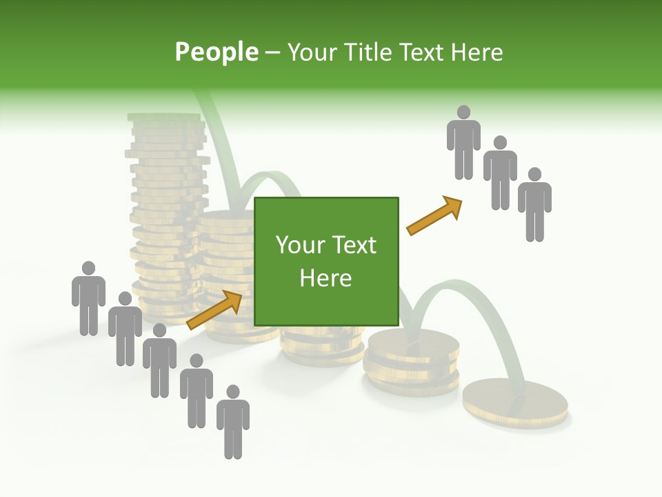 A Stack Of Gold Coins With A Green Arrow Going Up PowerPoint Template