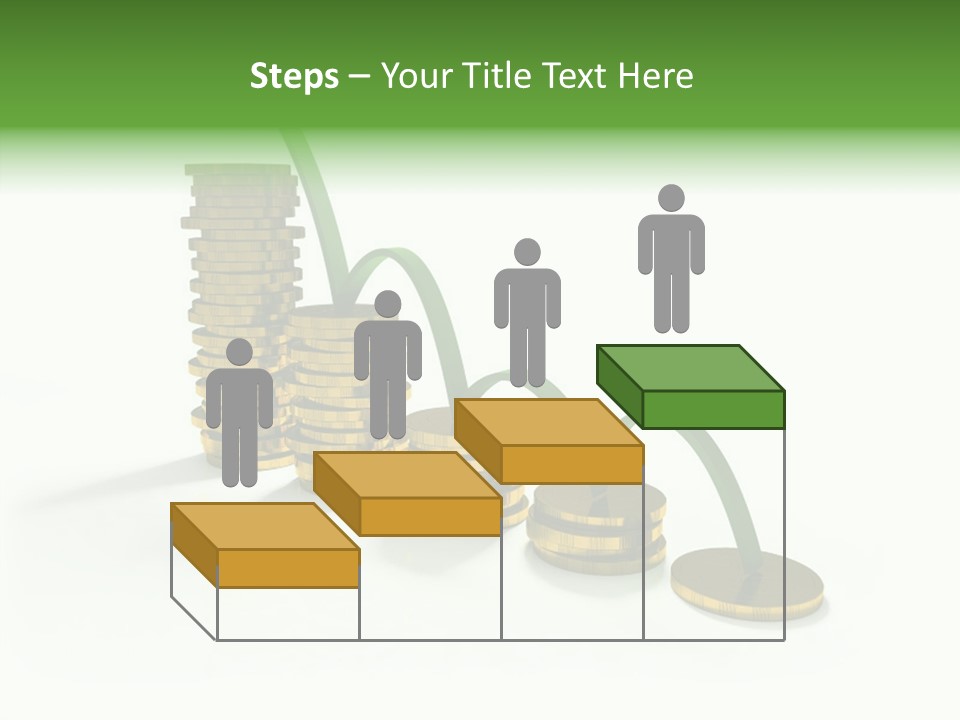 A Stack Of Gold Coins With A Green Arrow Going Up PowerPoint Template