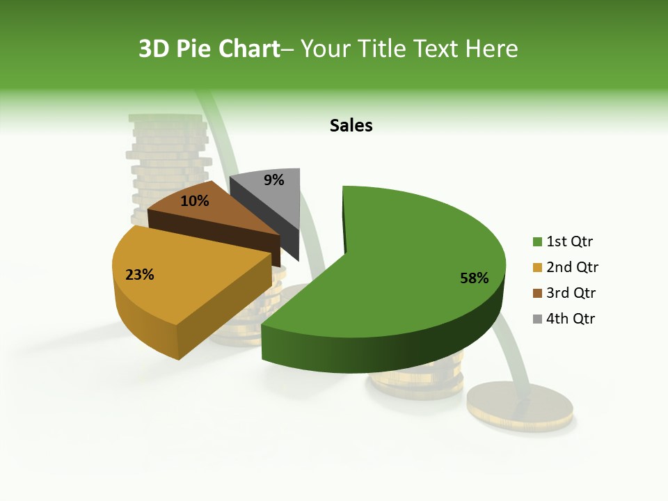 A Stack Of Gold Coins With A Green Arrow Going Up PowerPoint Template