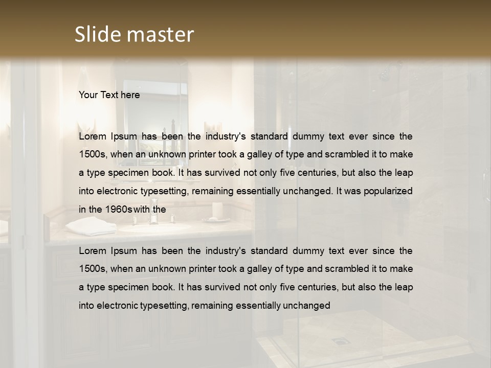 A Large Bathroom With A Walk In Shower PowerPoint Template