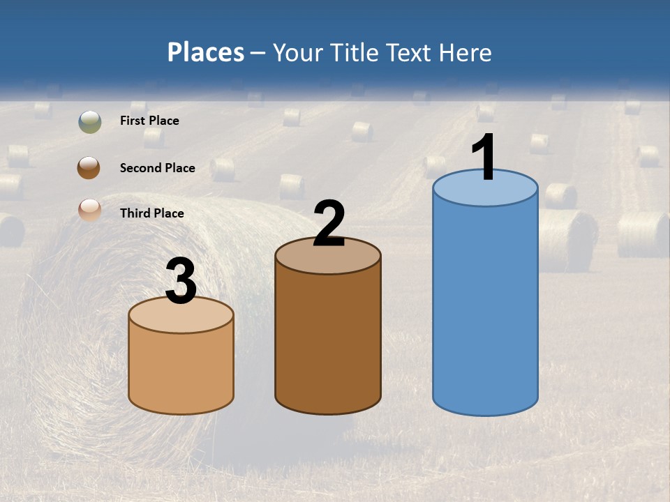 A Field Full Of Hay Bales With A Blue Sky In The Background PowerPoint Template