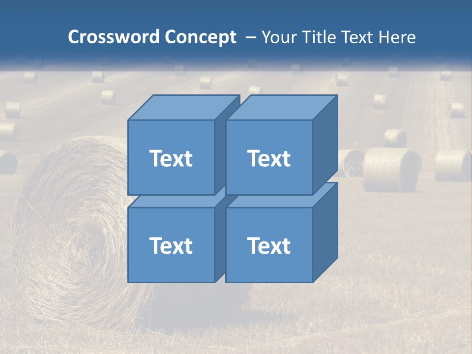 A Field Full Of Hay Bales With A Blue Sky In The Background PowerPoint Template