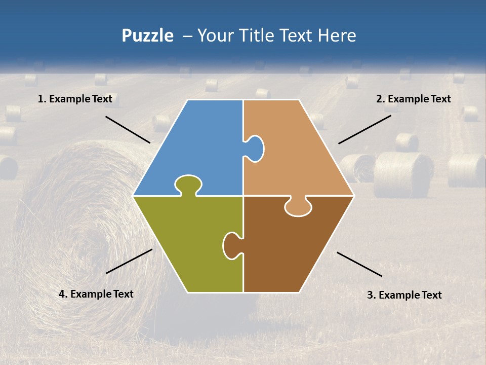 A Field Full Of Hay Bales With A Blue Sky In The Background PowerPoint Template