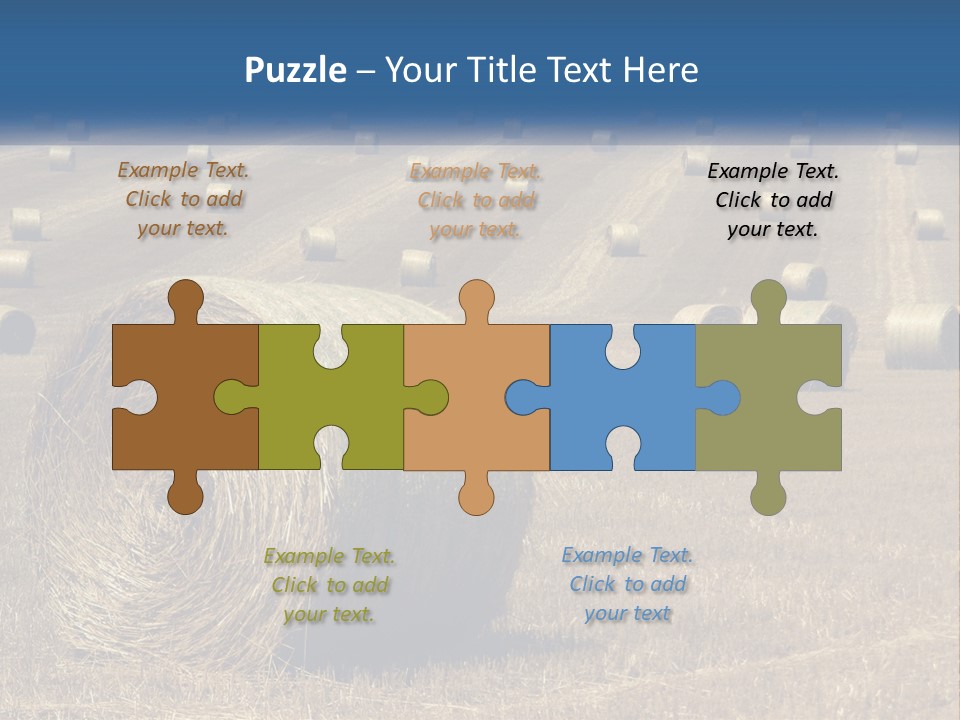 A Field Full Of Hay Bales With A Blue Sky In The Background PowerPoint Template