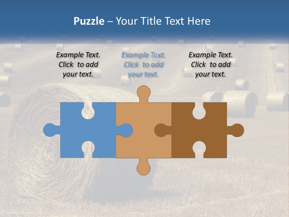 A Field Full Of Hay Bales With A Blue Sky In The Background PowerPoint Template