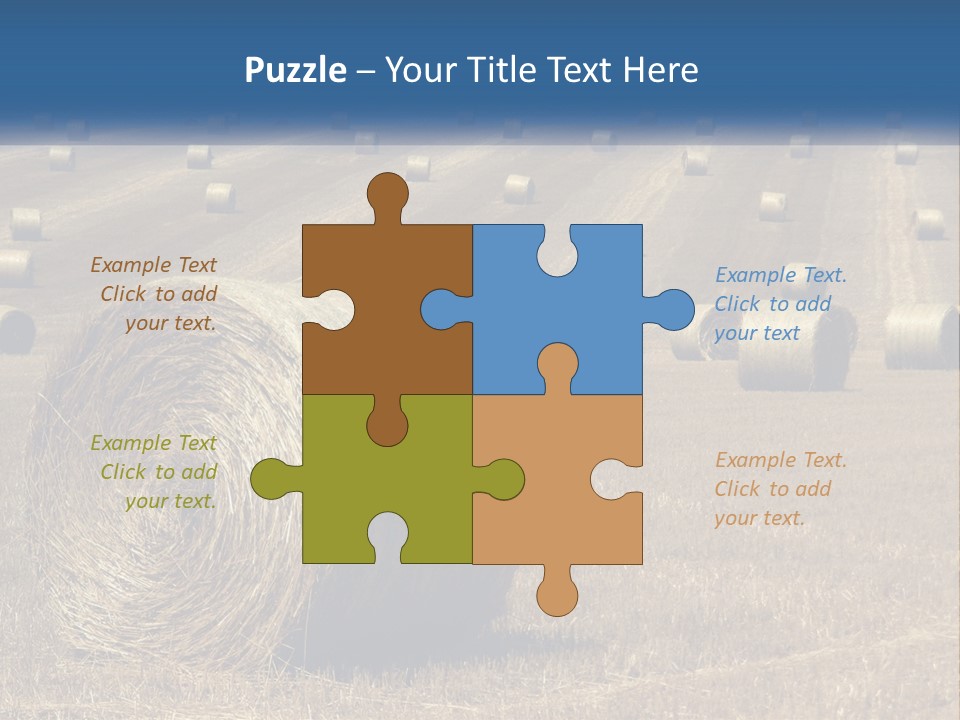 A Field Full Of Hay Bales With A Blue Sky In The Background PowerPoint Template