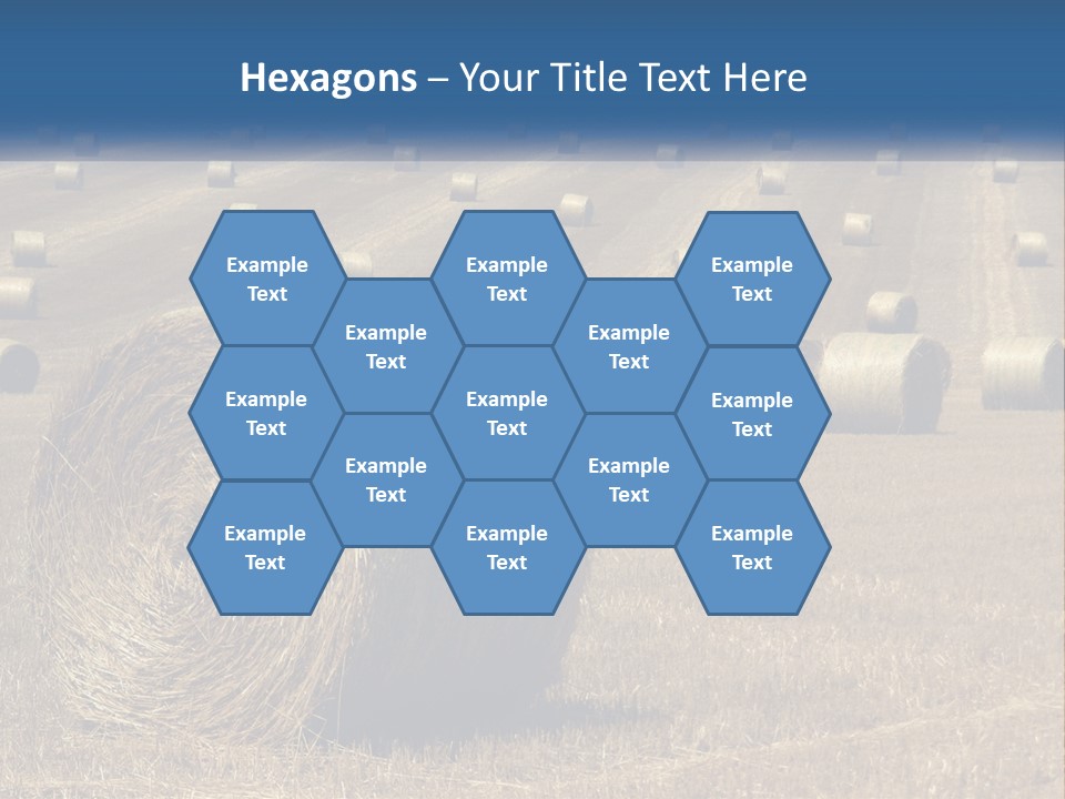 A Field Full Of Hay Bales With A Blue Sky In The Background PowerPoint Template