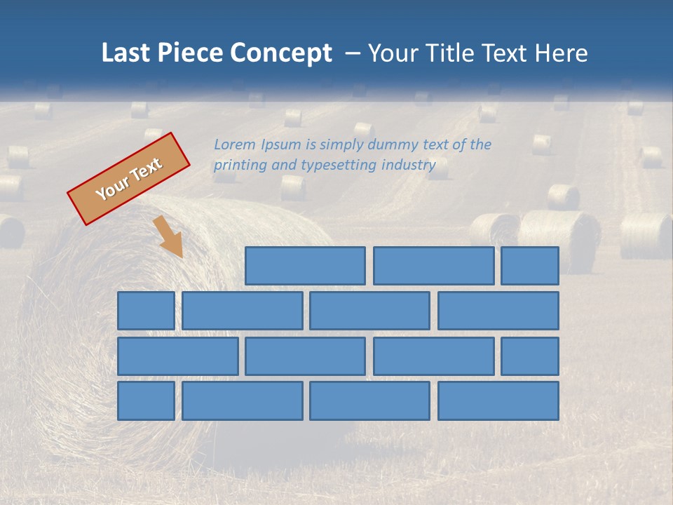 A Field Full Of Hay Bales With A Blue Sky In The Background PowerPoint Template