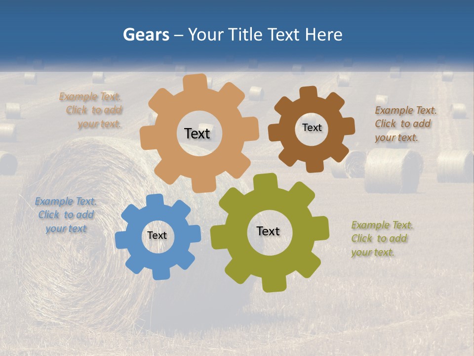 A Field Full Of Hay Bales With A Blue Sky In The Background PowerPoint Template