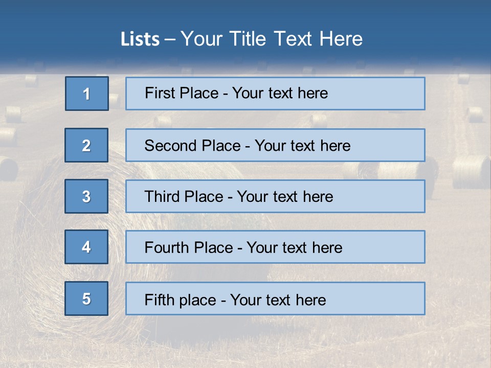 A Field Full Of Hay Bales With A Blue Sky In The Background PowerPoint Template