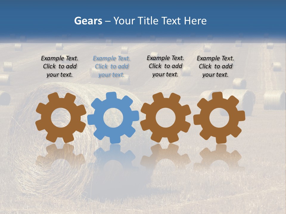 A Field Full Of Hay Bales With A Blue Sky In The Background PowerPoint Template