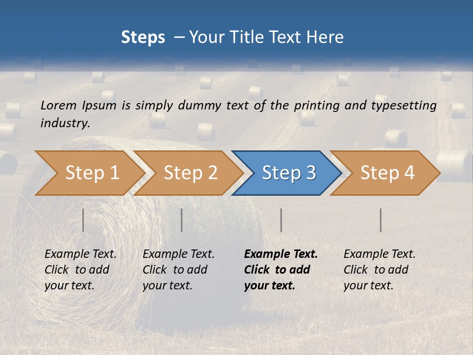 A Field Full Of Hay Bales With A Blue Sky In The Background PowerPoint Template