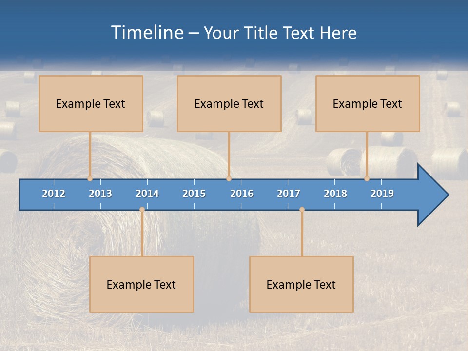 A Field Full Of Hay Bales With A Blue Sky In The Background PowerPoint Template