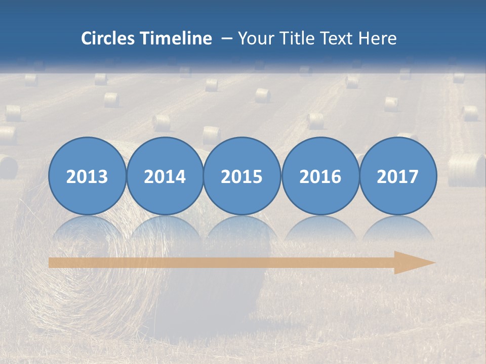 A Field Full Of Hay Bales With A Blue Sky In The Background PowerPoint Template