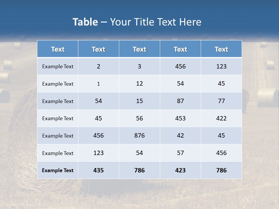 A Field Full Of Hay Bales With A Blue Sky In The Background PowerPoint Template