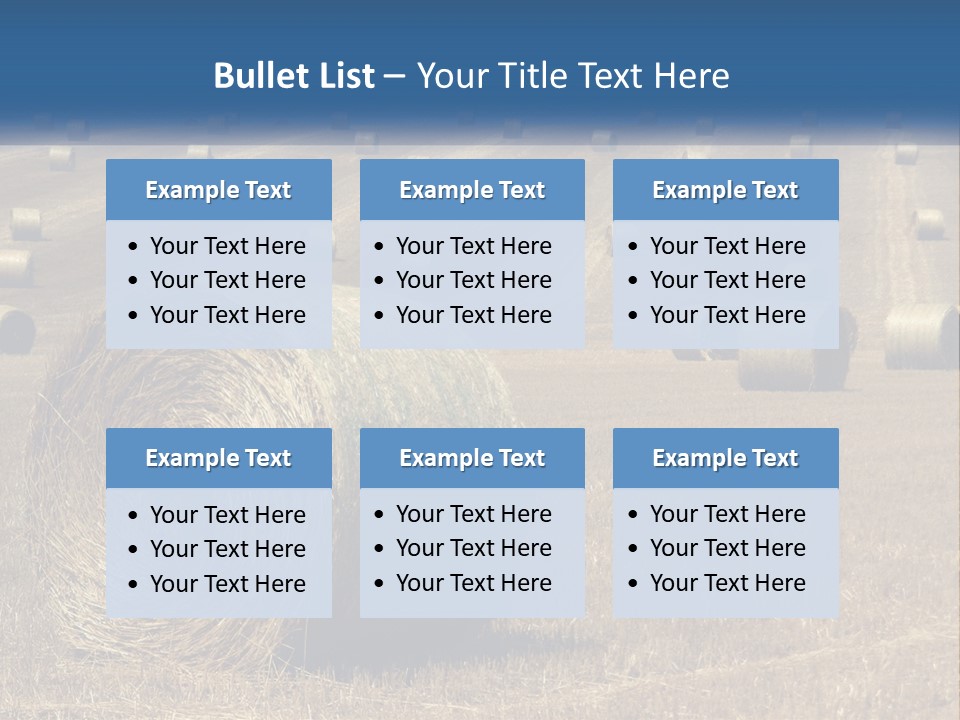 A Field Full Of Hay Bales With A Blue Sky In The Background PowerPoint Template