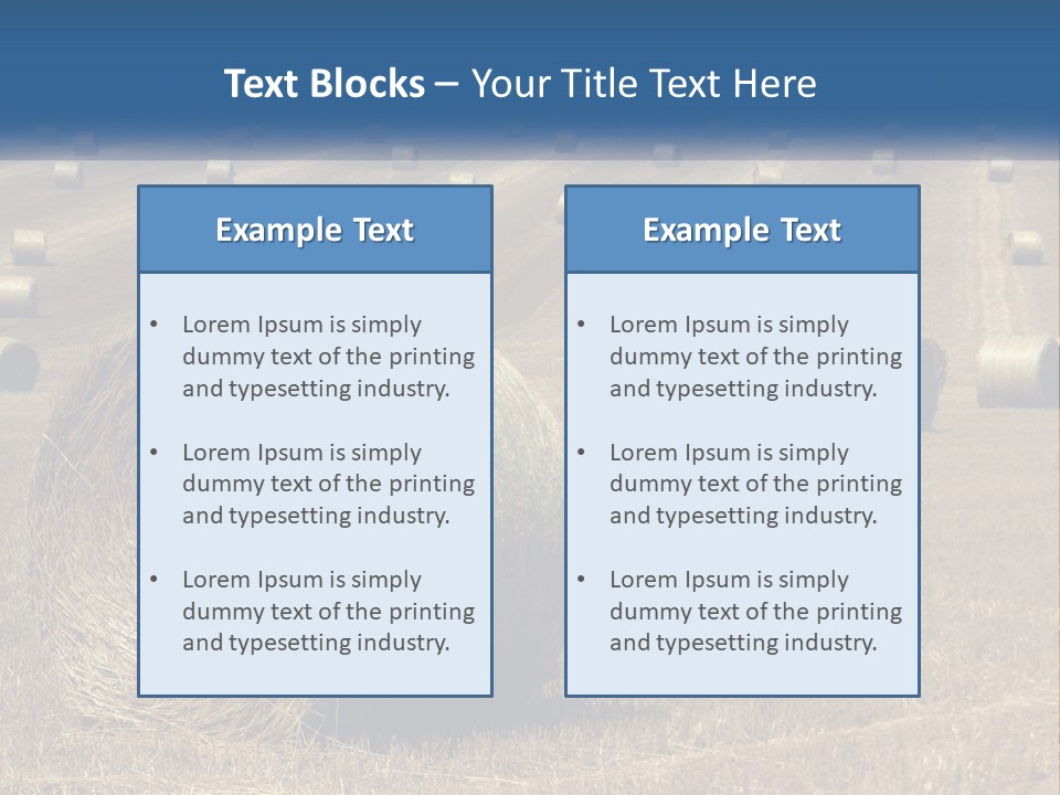 A Field Full Of Hay Bales With A Blue Sky In The Background PowerPoint Template