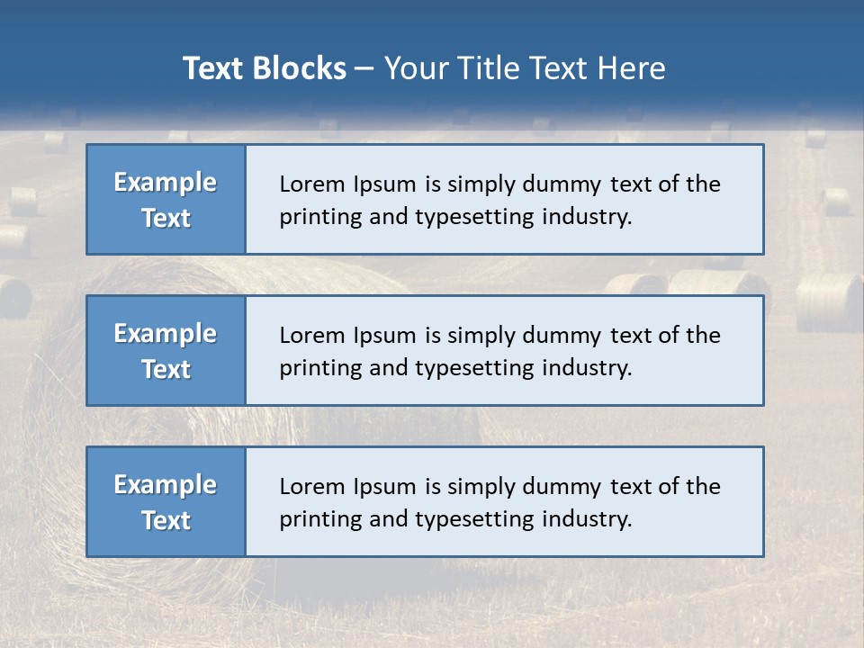 A Field Full Of Hay Bales With A Blue Sky In The Background PowerPoint Template