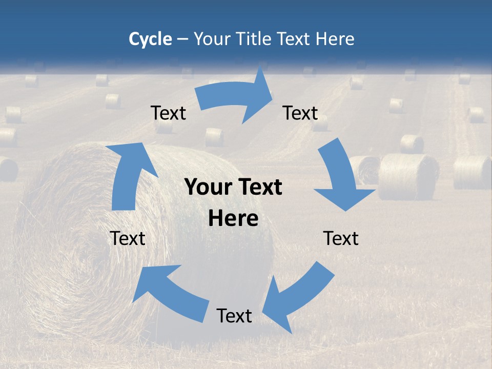 A Field Full Of Hay Bales With A Blue Sky In The Background PowerPoint Template