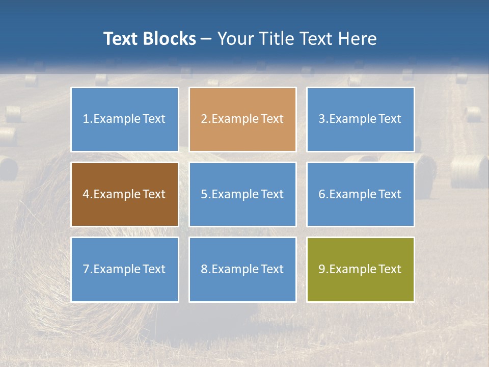 A Field Full Of Hay Bales With A Blue Sky In The Background PowerPoint Template