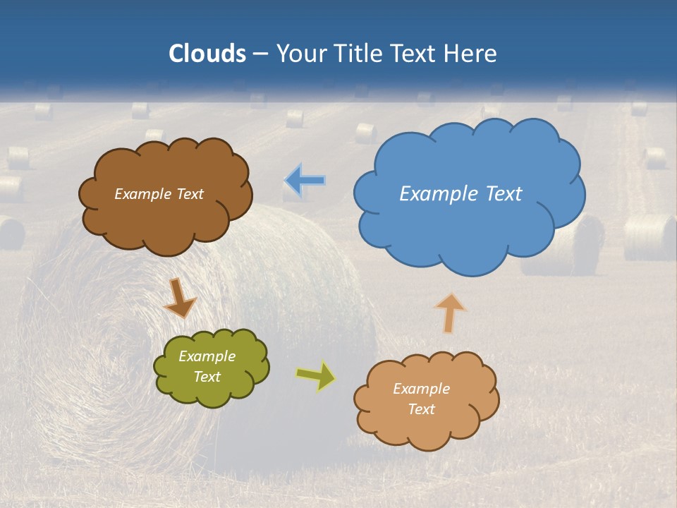 A Field Full Of Hay Bales With A Blue Sky In The Background PowerPoint Template