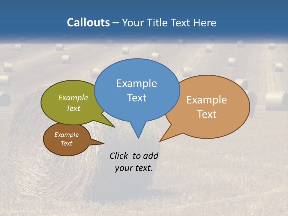 A Field Full Of Hay Bales With A Blue Sky In The Background PowerPoint Template