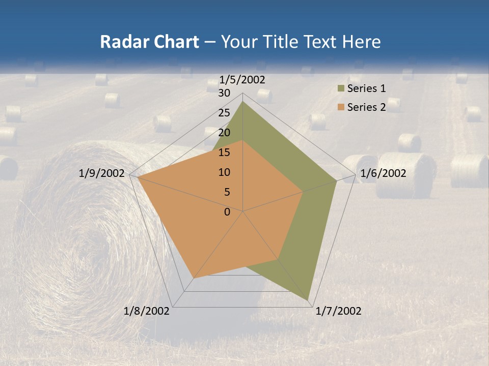 A Field Full Of Hay Bales With A Blue Sky In The Background PowerPoint Template