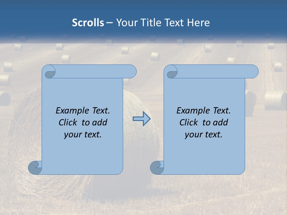 A Field Full Of Hay Bales With A Blue Sky In The Background PowerPoint Template
