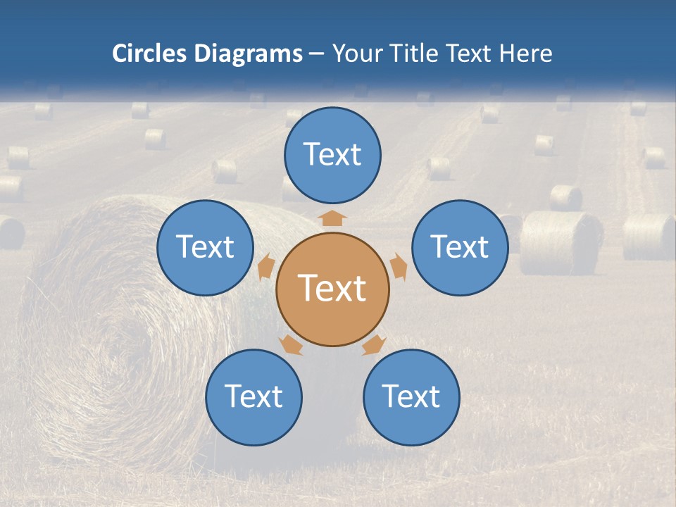 A Field Full Of Hay Bales With A Blue Sky In The Background PowerPoint Template