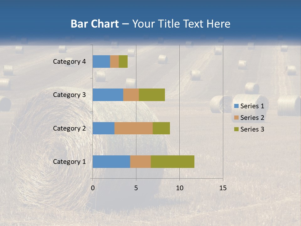A Field Full Of Hay Bales With A Blue Sky In The Background PowerPoint Template