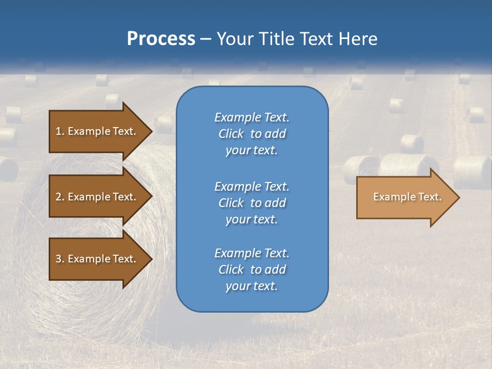 A Field Full Of Hay Bales With A Blue Sky In The Background PowerPoint Template