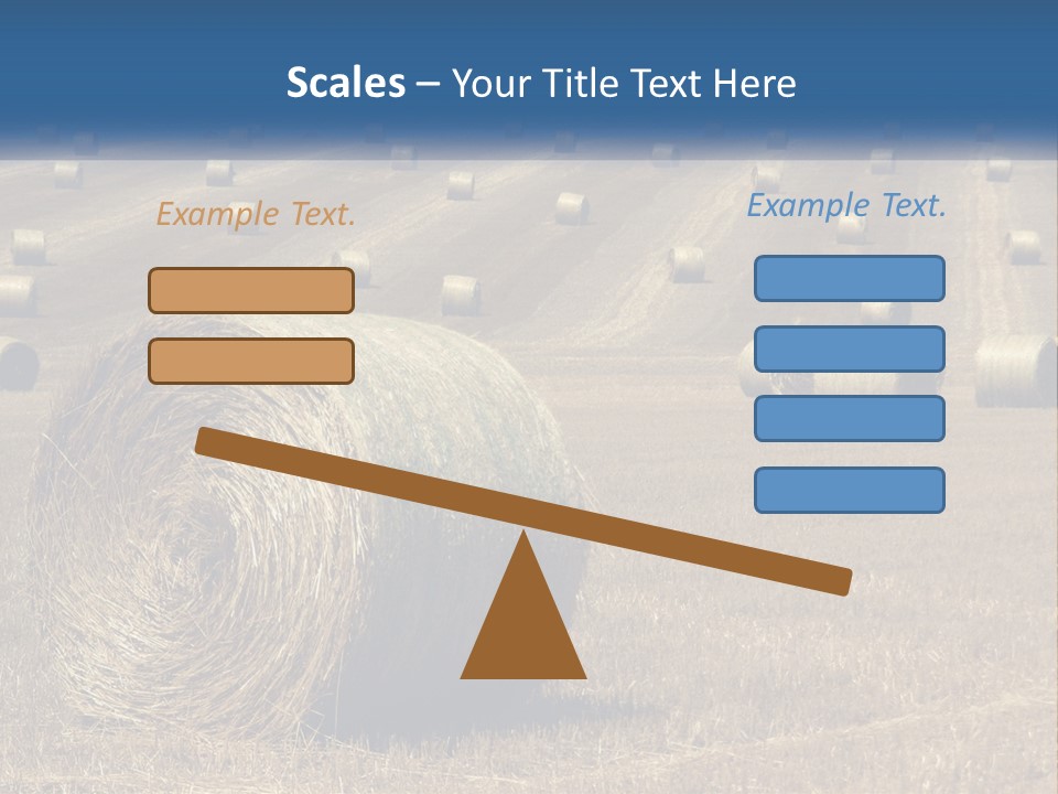 A Field Full Of Hay Bales With A Blue Sky In The Background PowerPoint Template