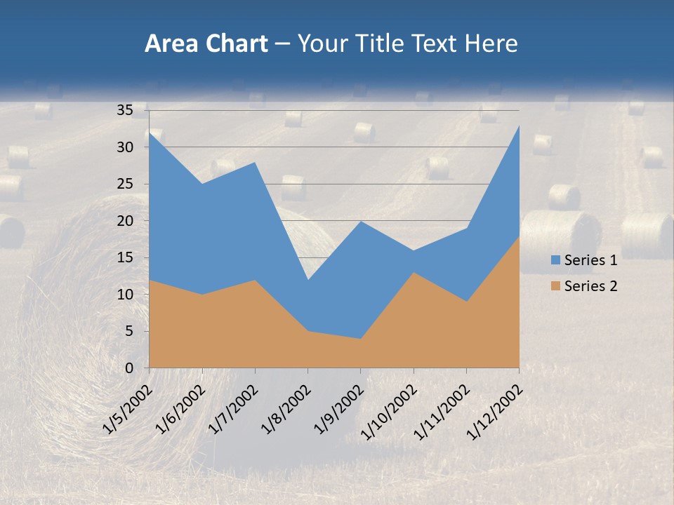 A Field Full Of Hay Bales With A Blue Sky In The Background PowerPoint Template